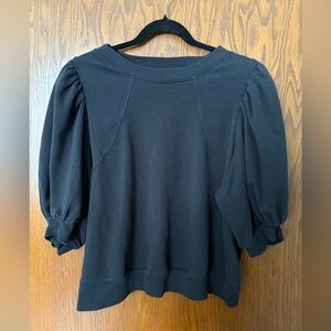 🔥Anthropologie Maeve Black Puff Sleeve Sweatshirt Size 2X Women